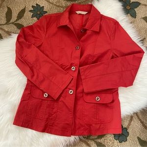 Vintage Franche button up windbreaker raincoat style collar long sleeve jacket